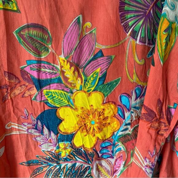 Kiki Sol Salmon Floral Fiji Coverup Swim Beach size XXL - Picture 7 of 8